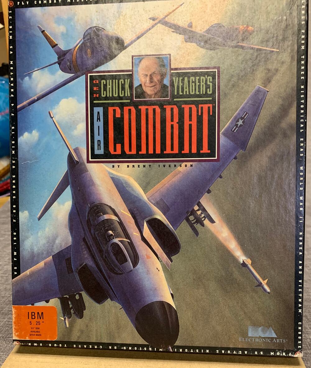 Vintage 1991 PC Game Chuck Yeager's Air Combat - Electronic Arts 5 1/4" Floppies